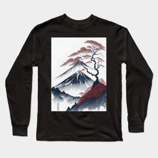 Serene Mount Fuji Sunset - Peaceful River Scenery Long Sleeve T-Shirt